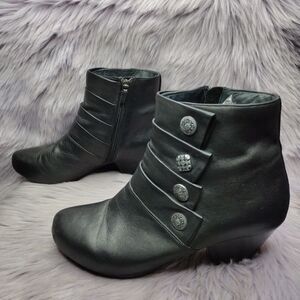 Dansko Baker Leather Side Zip Ankle Booties Women’s Size 38 US 7.5-8 Black